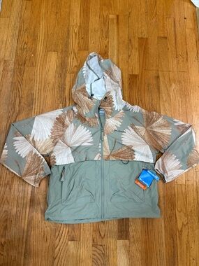 Columbia Women’s Sage & Tan Floral Hooded Jacket windbreaker NWT